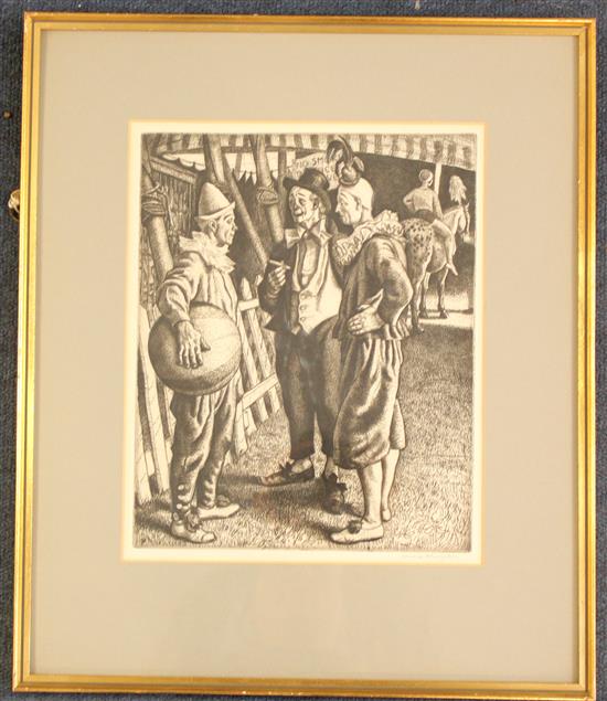 § Dame Laura Knight R.A., R.W.S. (1877-1970) Three Circus Clowns, 11 x 9in.